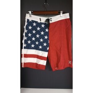 Hurley Phantom Board Shorts Mens 30 USA Flag Red White Blue Patriotic Stretch